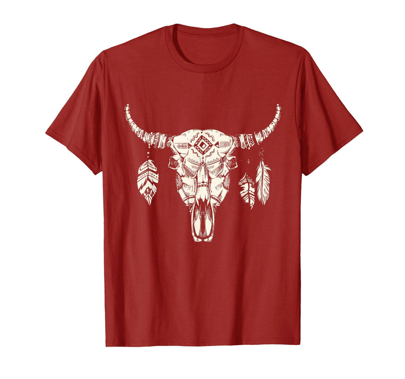 Buffalo Animals Gift Idea Bison Buffalo Skull Animal Design T-Shirt - Cranberry Red