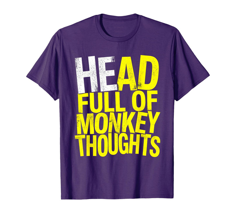 Mademark Head Full of Monkey Thoughts Funny Primate Design T-Shirt - Men - Purple