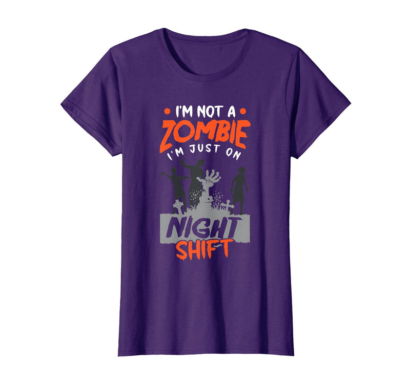 The Shift Worker - Night Shift Worker Design Night Shift Worker Halloween Funny Pun T-Shirt - Purple