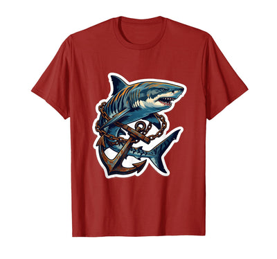 Tiger Shark Tangled in Anchor Chain Illustration T-Shirt