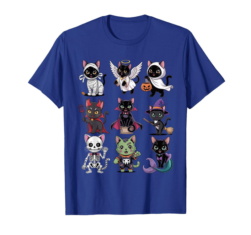 Halloween Cat Apparel Halloween Cat T-Shirt - Spooky Kittens Costume T-Shirt - Royal Blue
