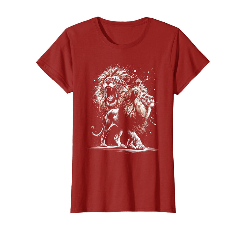 MyAnimal - Your Favourite Animal Wear Lion Majestic and Proud in Artistic Style T-Shirt - Cranberry Red