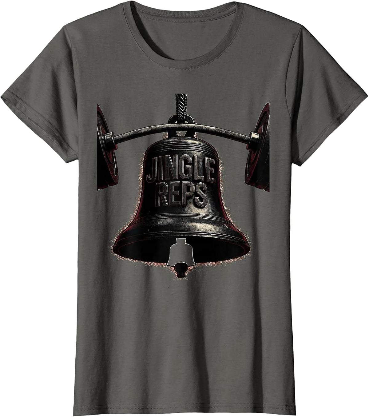 Women's Jingle Reps Blackwork Dotwork Christmas Weightlifting Gym T-Shirt - Asphalt Grey