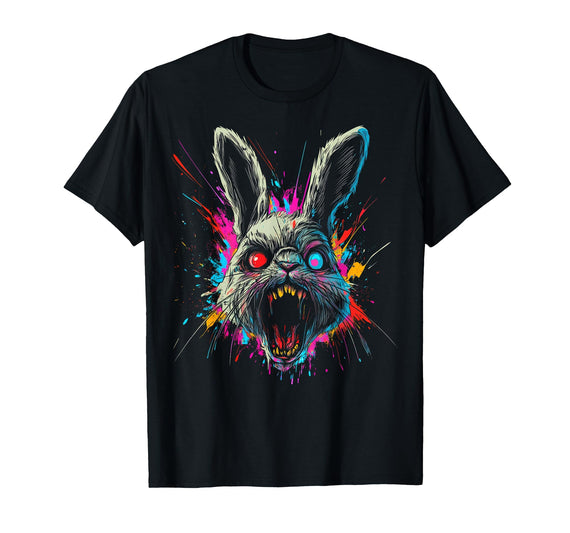 Scary Rabbit Halloween Horror Easter Day Bunny Face Tie Dye T-Shirt in As Pictured