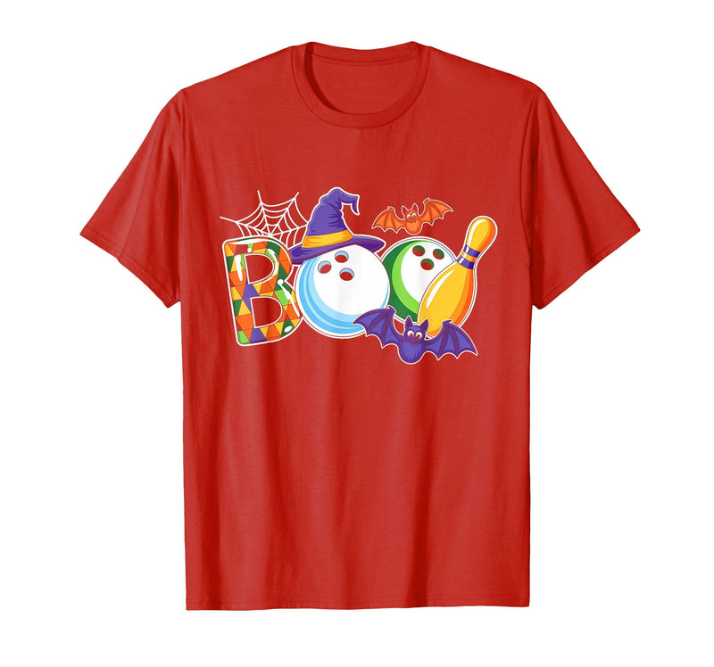 Bowling Boo Creepy Halloween Costume Pumpkin Bowling Lover T-Shirt - Red