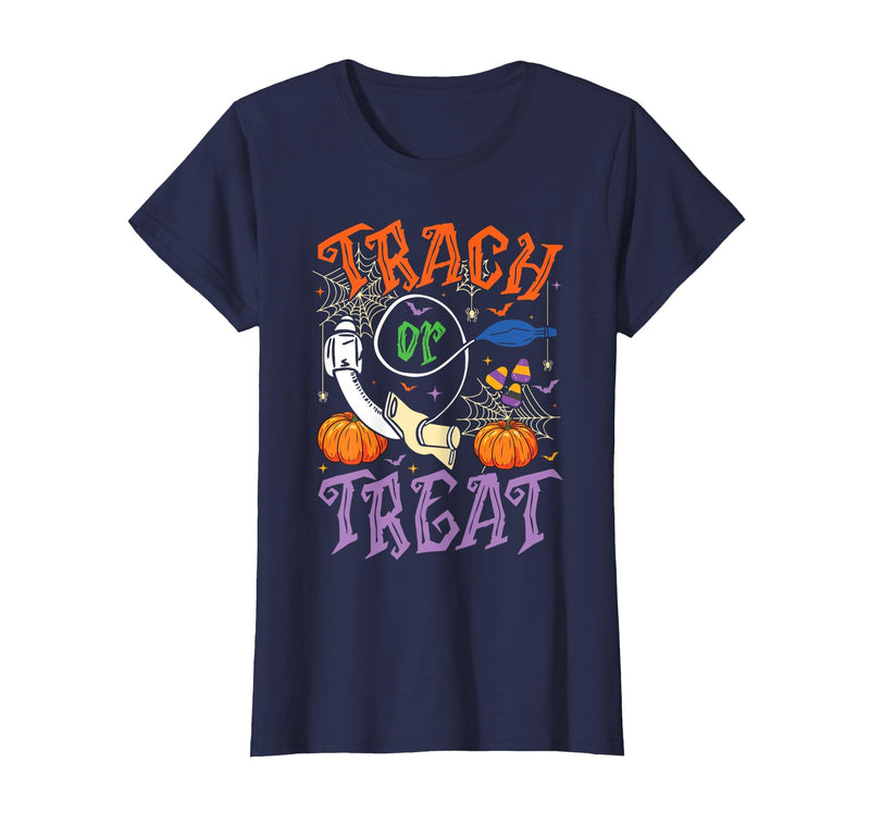 Trach or Treat ICU RN Halloween Nurse Tees Respiratory Therapist Trach or Treat ICU RN Halloween Nurse T-Shirt - Navy Blue