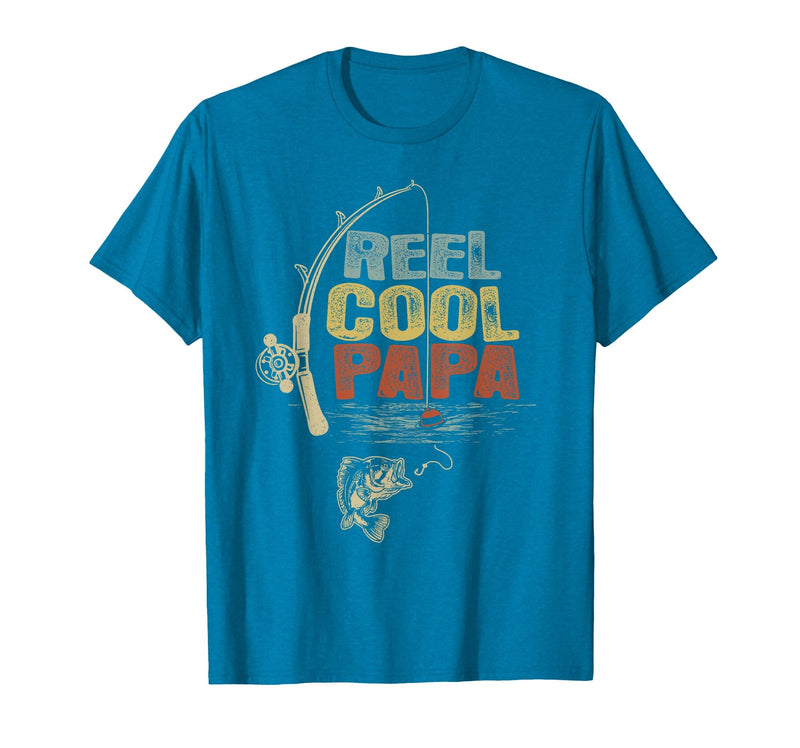 Cool Papa Fathers Day Fishing Gifts Funny Fisherman Vintage Reel Cool Papa T-Shirt - Sapphire Blue