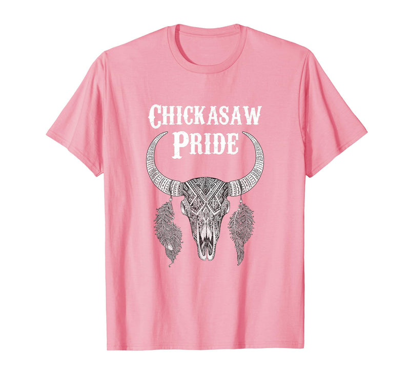 Chickasaw Pride Native American Nice Gifts Chickasaw Pride Tribe Native American Indian Buffalo T-Shirt - Pink