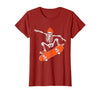 Funny Boys Kids Skeleton Skater Art Skateboarding Skeleton Riding Skateboard Halloween Skater T-Shirt - Cranberry Red