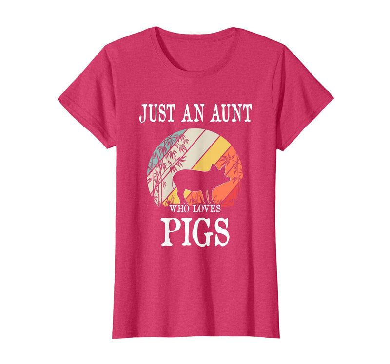 Pigs Lover Gift Co. Just an Aunt Who Loves Pigs T-Shirt - Red Heather