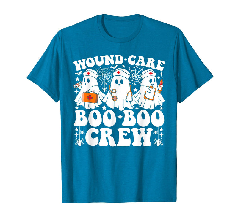 Wound Care Nurse Boo Boo Crew Halloween Wound Care Boo Boo Crew Nurse Funny Ghost Halloween Nurse T-Shirt - Sapphire Blue