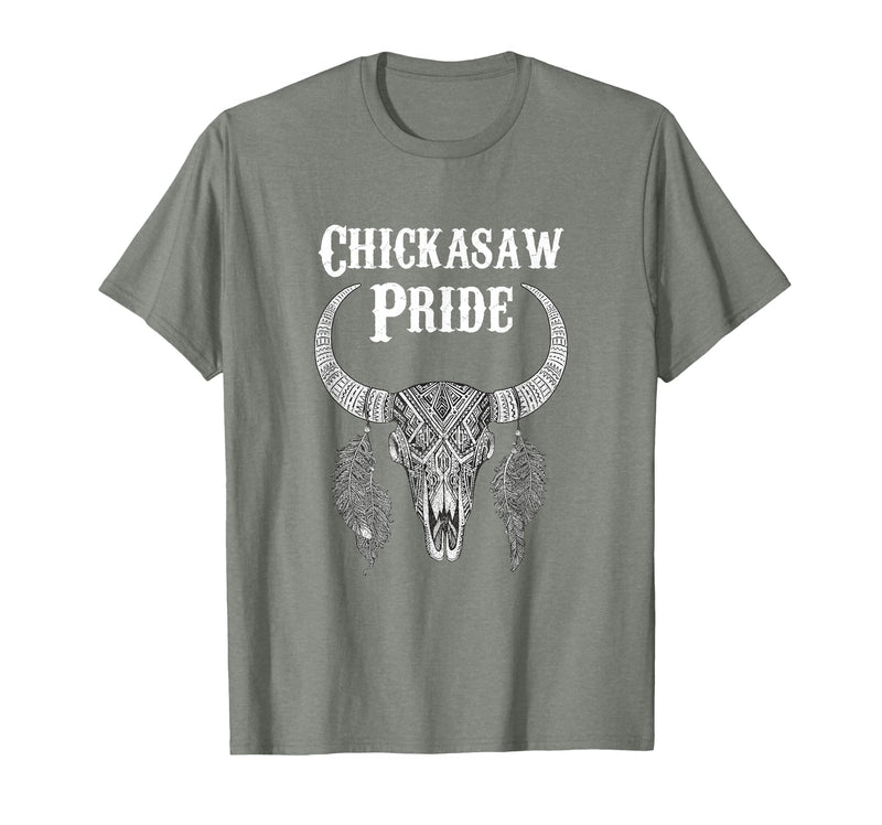 Chickasaw Pride Native American Nice Gifts Chickasaw Pride Tribe Native American Indian Buffalo T-Shirt - Olive Heather