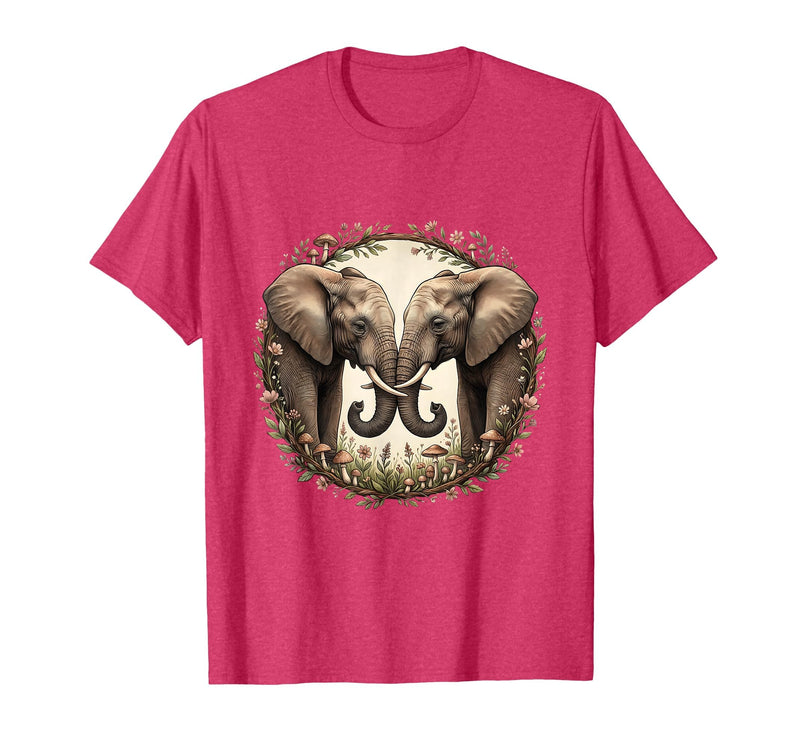 Mademark Mama Elephant and Calf Touching Trunks Gift T-Shirt - Men - Red Heather