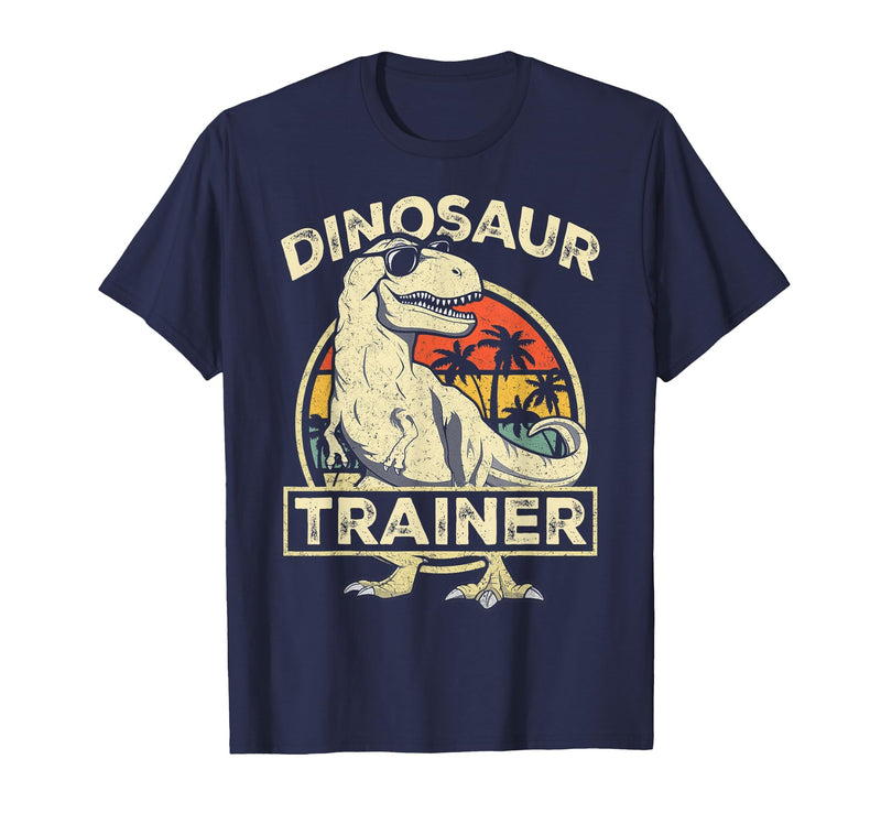 Dinosaur Trainer Halloween Vintage Dinosaur Trainer Halloween Costume Retro Dino Outline T-Shirt - Navy Blue