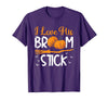 Match Halloween Couple Costumes I Love His Broomstick I Love Her Pumpkins T-Shirt - Purple