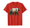 Bear Designs. Bear Forest Mountains Trees Nature Sunset Outdoor Graphic T-Shirt - Red