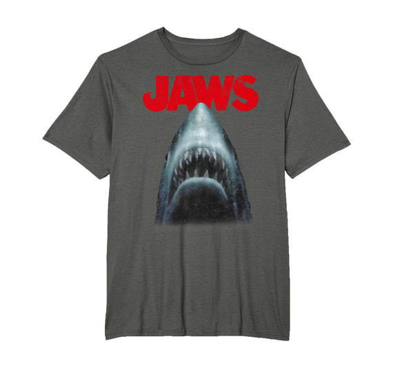 Jaws Shark in Dark Waters Classic Icon T-Shirt, Men's Big and Tall, Asphalt Grey, 6X Tall - As Pictured