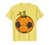 Halloween Shirts For Women Men Kids Boys Girls Halloween Soccer Ball Pumpkin Football Costume Boys Kids Men T-Shirt - Lemon