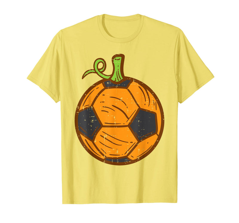 Halloween Shirts For Women Men Kids Boys Girls Halloween Soccer Ball Pumpkin Football Costume Boys Kids Men T-Shirt - Lemon
