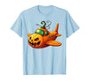 Funny Halloween Airplane Costume for Kid Boy Funny Airplane Pumpkin Pilot Lovers Halloween Mens Boys Kids T-Shirt - Baby Blue