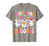 Read More Books Ghost Halloween Teacher Outfits Read More Books Ghosts Reading Book Funny Teacher Halloween T-Shirt - Slate