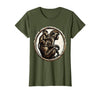 Mademark Baby Monkey Clinging to Mother's Back Design T-Shirt - Women - Olive Green