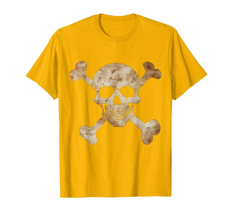 Halloween Designs. Pirate Flag Skull and Crossbones Skeleton Graphic Halloween T-Shirt - Golden Yellow