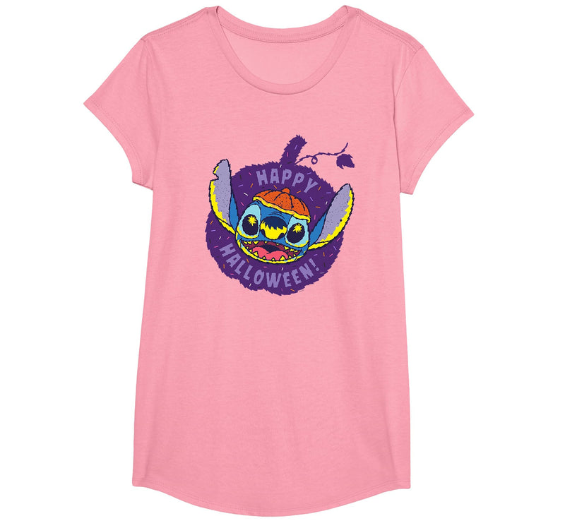 Disney Lilo & Stitch Jack-o’-Lantern Pumpkin Happy Halloween T-Shirt - Pink