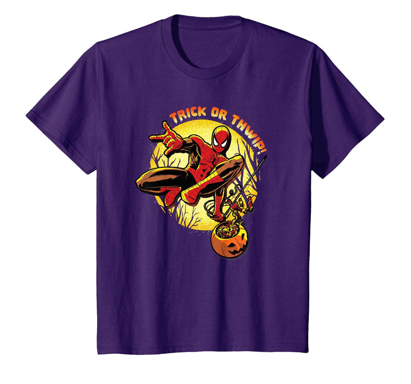 Marvel Super Heroes Spider-Man Trick or Thwip! Halloween T-Shirt - Purple