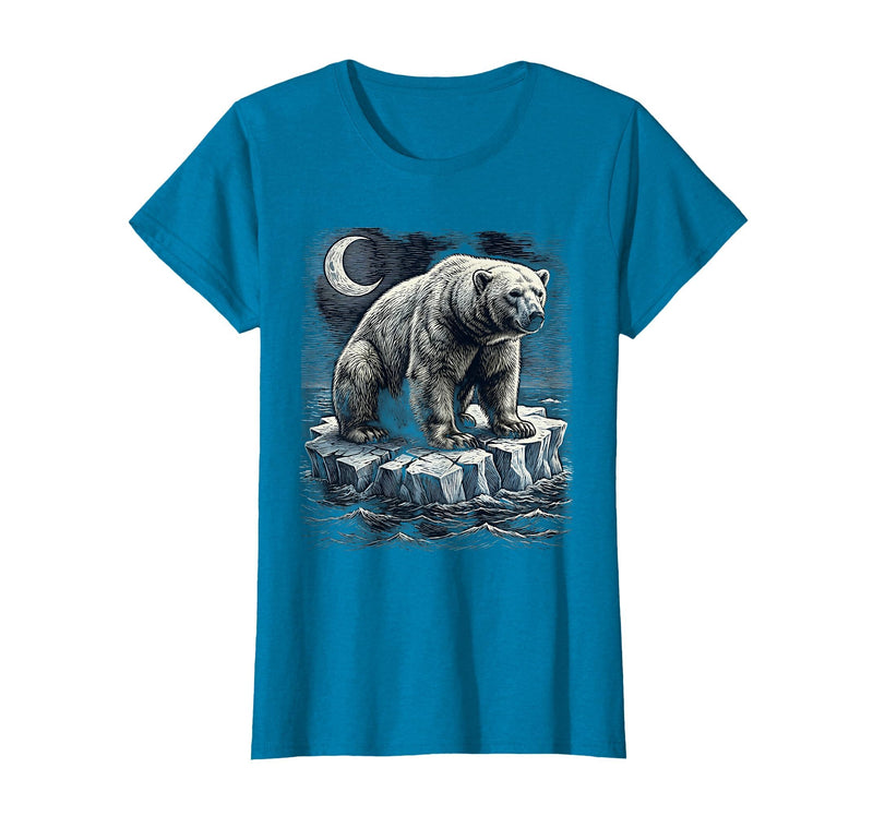 Mademark Polar Bear Lone Ice Floe Drifting Arctic Design T-Shirt - Sapphire Blue
