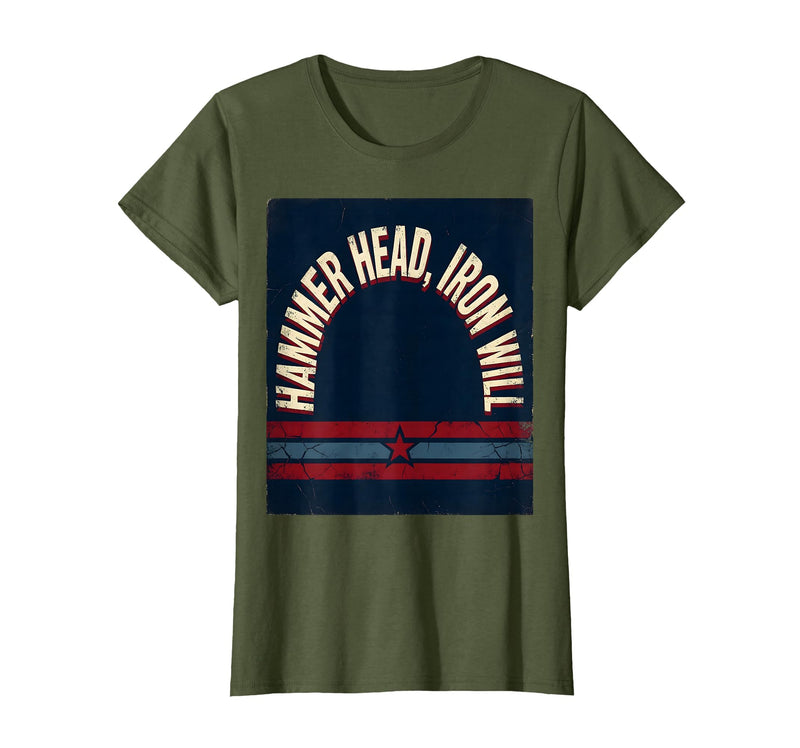 Mademark Hammerhead Shark Hammer Head Iron Will Design T-Shirt - Olive Green