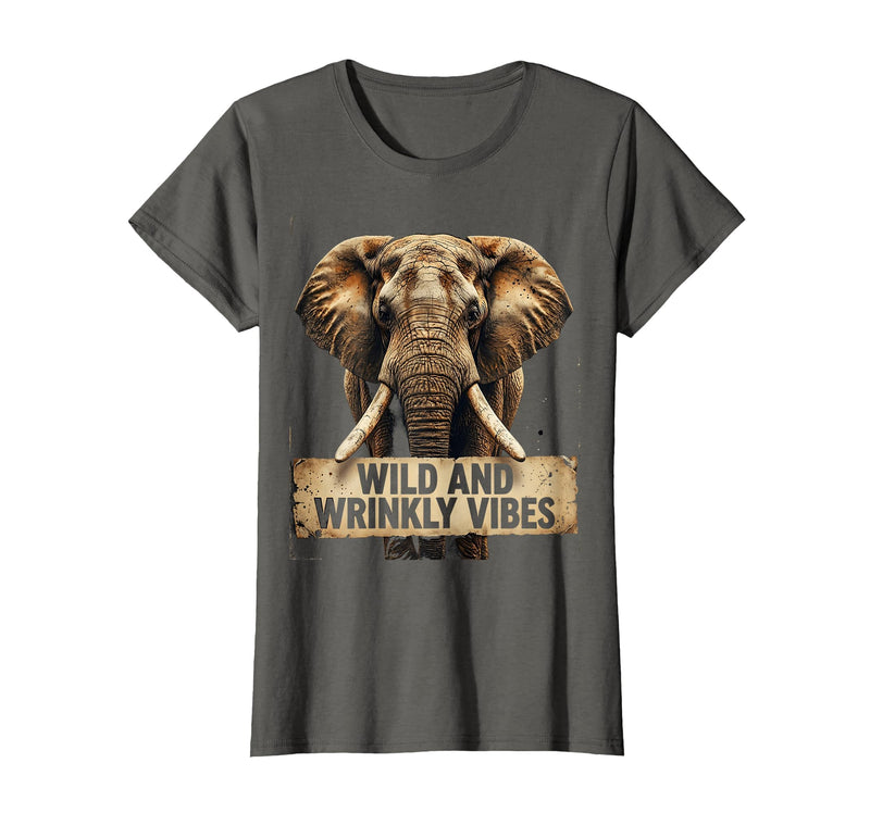 Mademark Wild and Wrinkly Vibes Elephant Graphic Design T-Shirt - Women - Asphalt Grey