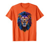 Psychedelic Jungle Glow Animal Art Glow Lion Head Art Psychedelic Jungle Animal Face T-Shirt - Orange