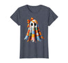 Patchwork Quilt Ghost Halloween Quilter Autumn Tee Patchwork Ghost Quilt Halloween Quilter Fall Autumn Bow Cute T-Shirt -