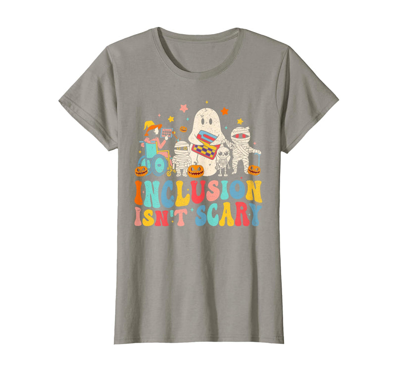 Inclusion Matters Tees Halloween Sped Teacher Kids Inclusion Isn't Scary Ghost Mummy Halloween SLP Sped Teacher T-Shirt -