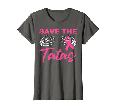 Amb Breast Cancer Awareness Month Warrior Survivor Save The Tatas Breast Cancer Pink Ribbon Skeleton Halloween T-Shirt