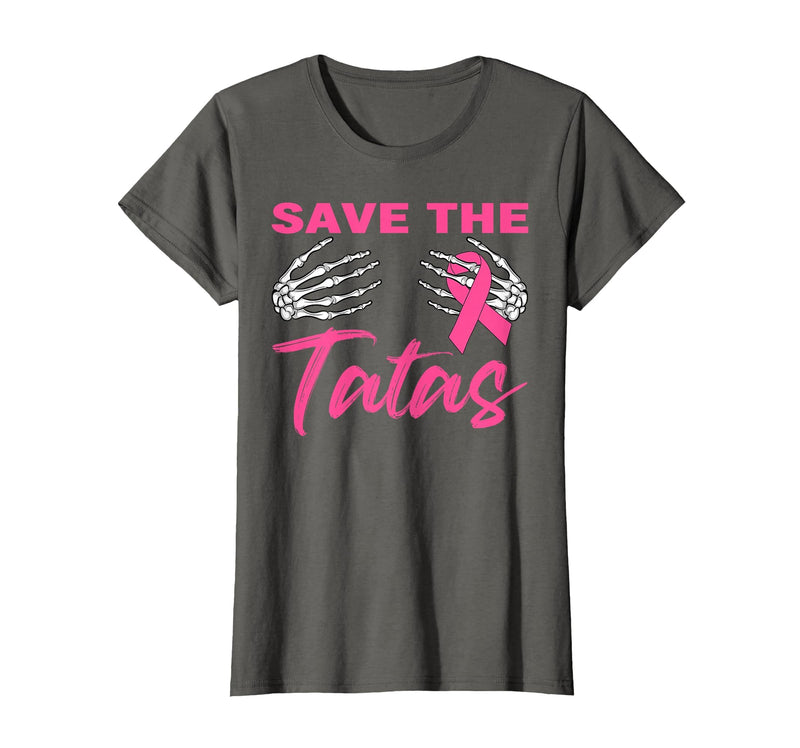 Amb Breast Cancer Awareness Month Warrior Survivor Save The Tatas Breast Cancer Pink Ribbon Skeleton Halloween T-Shirt -
