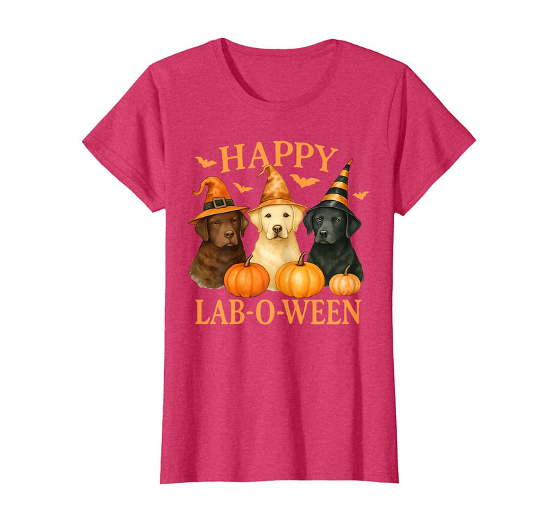 Art-Wear Happy Lab-O-Ween Labrador Halloween Dog Lover Design T-Shirt - Red Heather