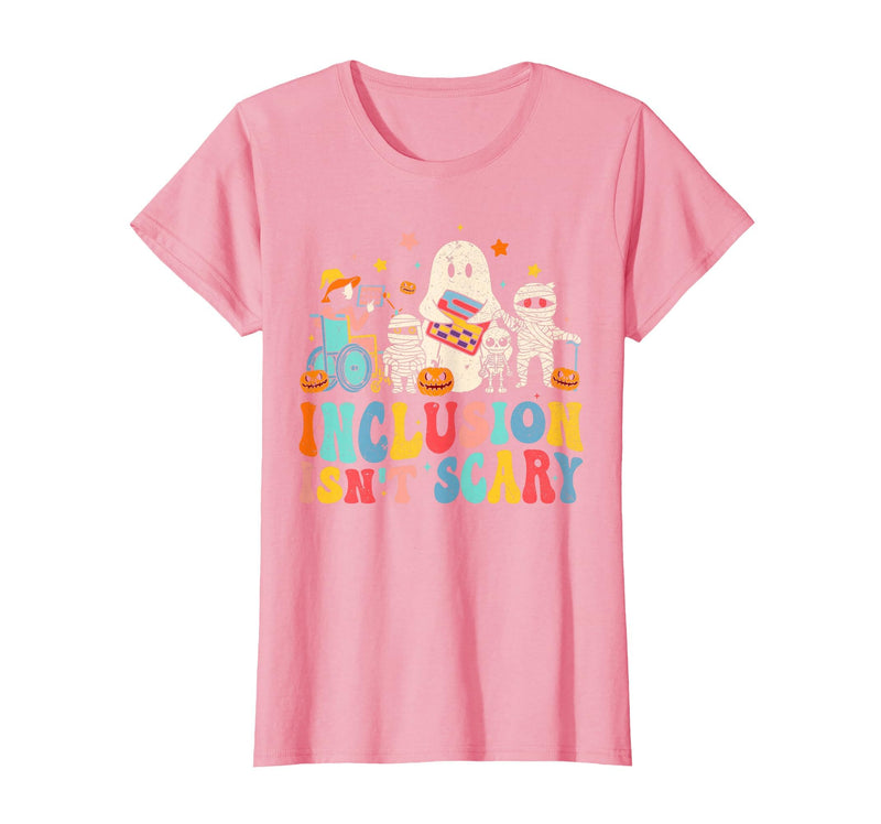 Inclusion Matters Tees Halloween Sped Teacher Kids Inclusion Isn't Scary Ghost Mummy Halloween SLP Sped Teacher T-Shirt -