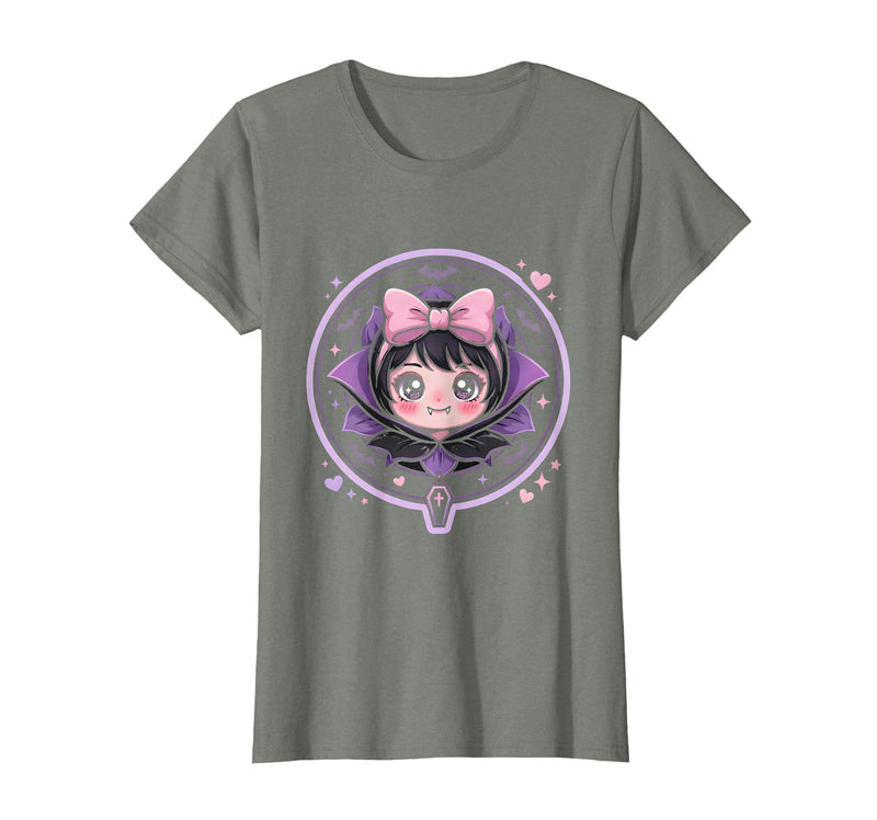 Mademark Women's Cute Vampire Girl Halloween Graphic Design T-Shirt - Olive Heather