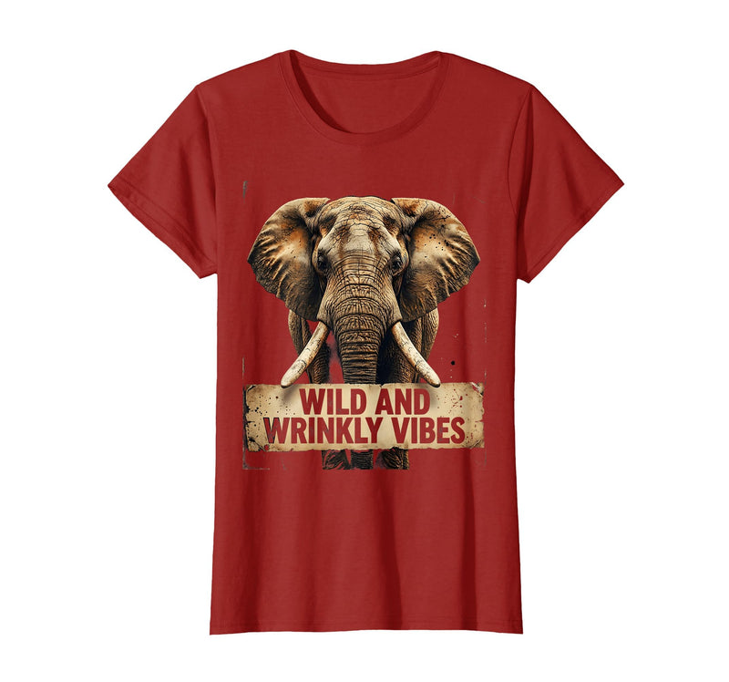 Mademark Wild and Wrinkly Vibes Elephant Graphic Design T-Shirt - Women - Cranberry Red