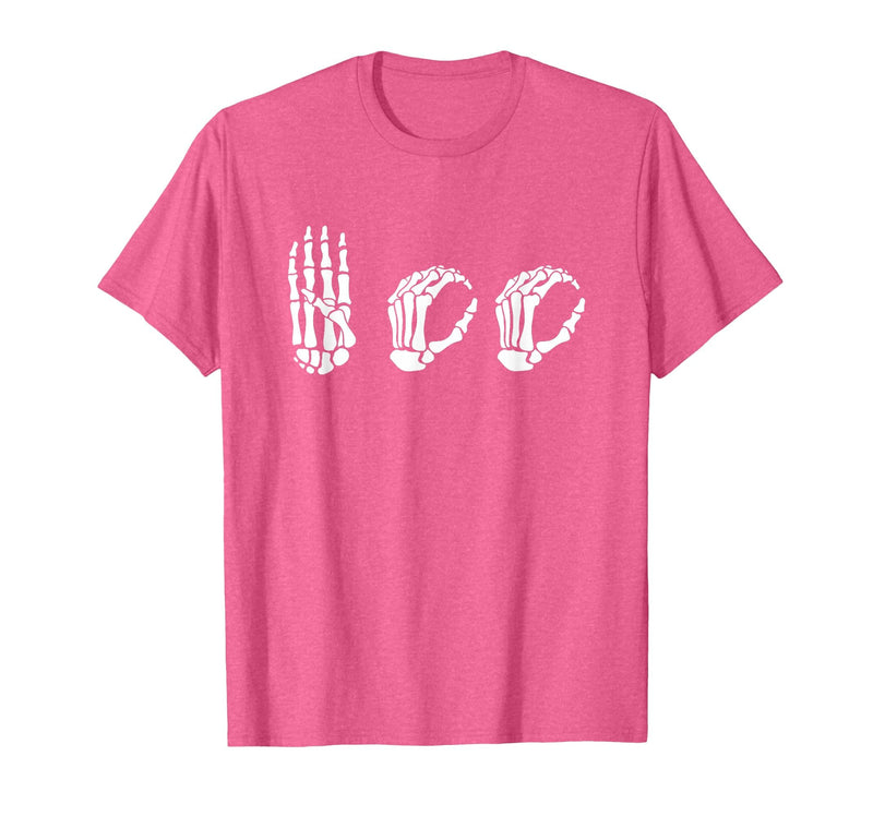 Deaf Halloween ASL Costume Boo Hands ASL Halloween Skeleton Hand American Sign Language Boo T-Shirt - Pink Heather
