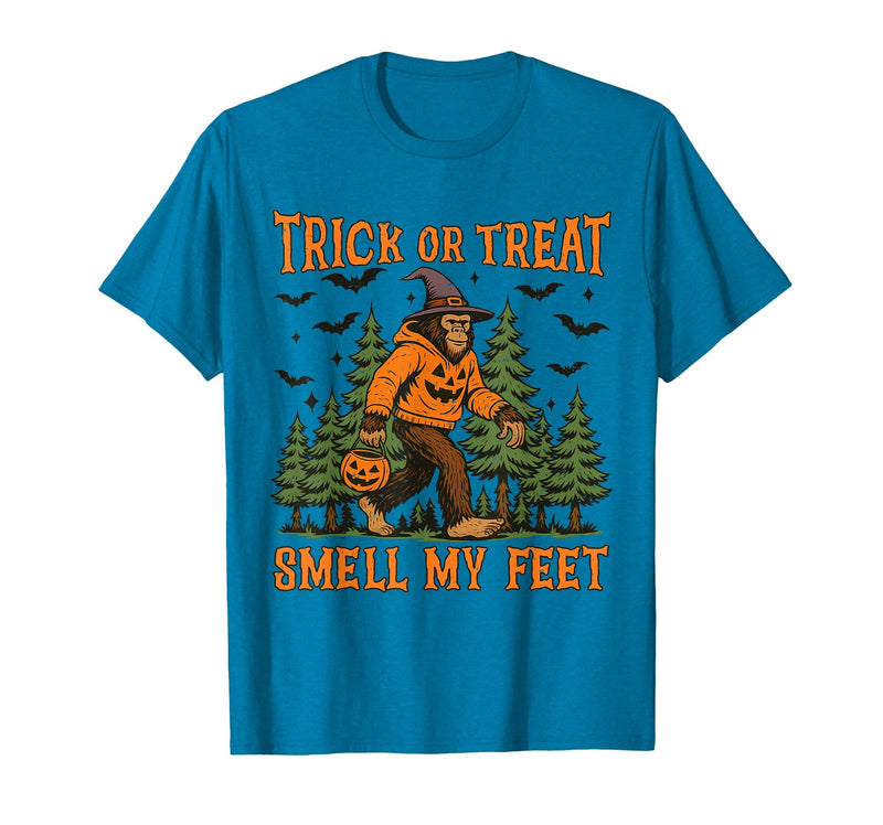Bigfoot Halloween Costume Party Outfits Trick Or Treat Smell My Feet Bigfoot Halloween Sasquatch T-Shirt - Sapphire Blue