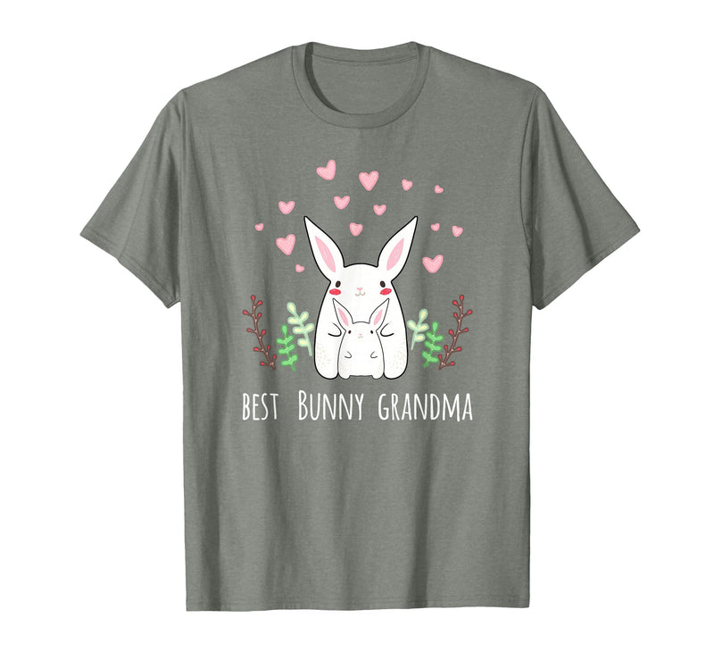 Cute Bunny Grandma Rabbit Grandmother T-Shirt in Olive Heather