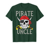 Pirate Family Apparel Pirate Uncle Jolly Roger Flag Skull Family Pirates T-Shirt - Dark Green