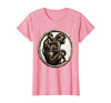 Mademark Baby Monkey Clinging to Mother's Back Design T-Shirt - Women - Pink