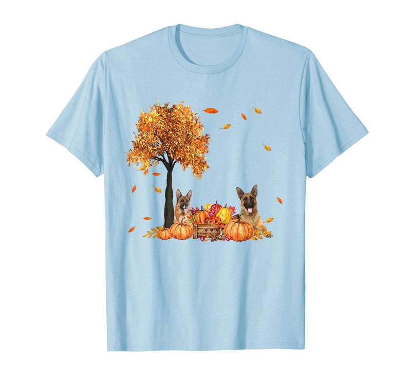 Funny German Shepherd Thanksgiving Halloween German Shepherd Autumn Leaf Fall Dog Thanksgiving Halloween T-Shirt - Baby Blue