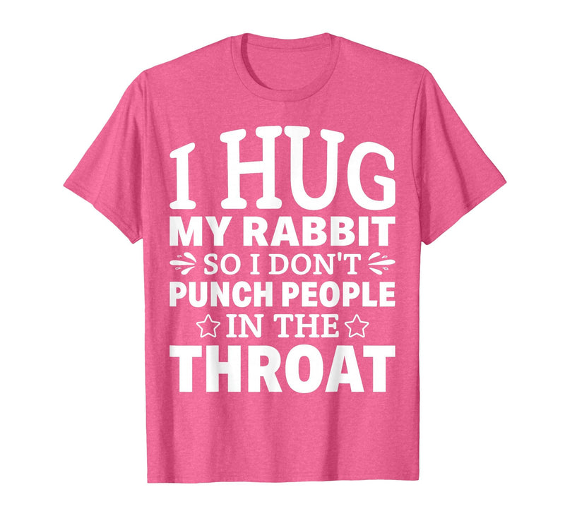 I Hug My Rabbit I Easter Bunny Design Lionhead Rabbit T-Shirt in Pink Heather