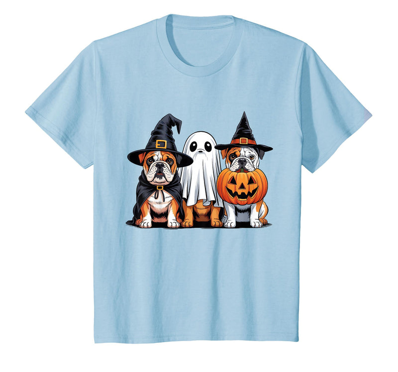 English Bulldog Halloween Funny Dog Lover Pumpkin Witch T-Shirt - Baby Blue
