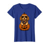 Funny Retro Maltipoo mom Halloween Spooky Cavapoo Pumpkin Halloween Doodle Dog Lover T-Shirt - Royal Blue